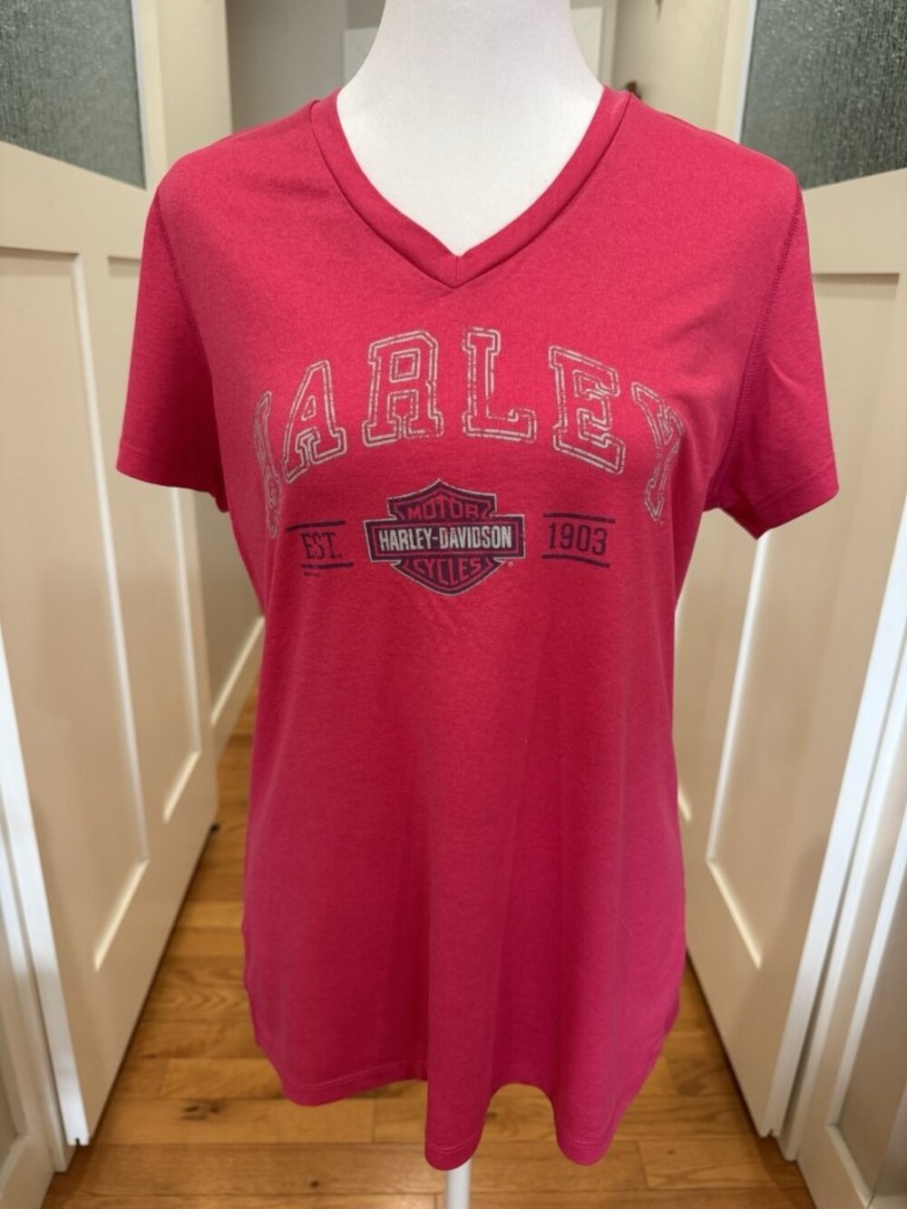 Harley Davidson T Shirt Womens Size L Pink Short Sleeve Barnett El Paso Texas